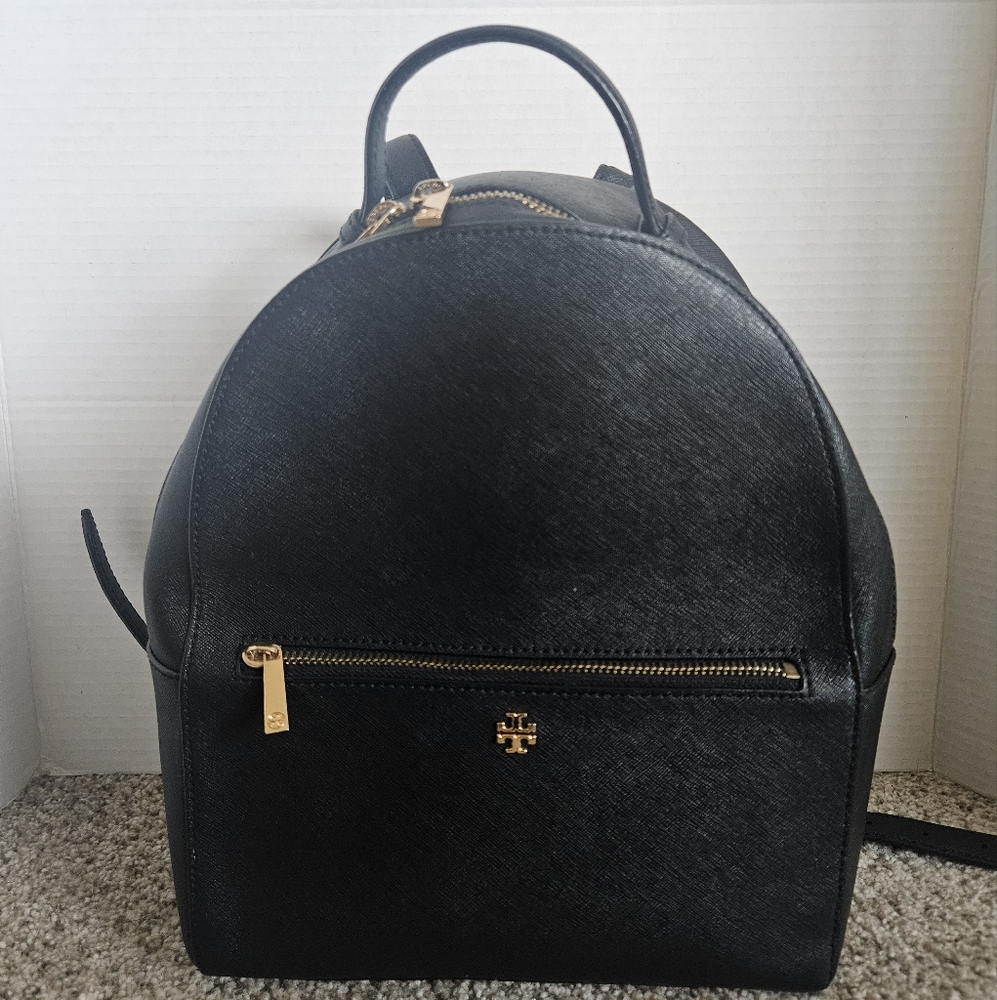 Tory Burch Emerson Black Leather Backpack